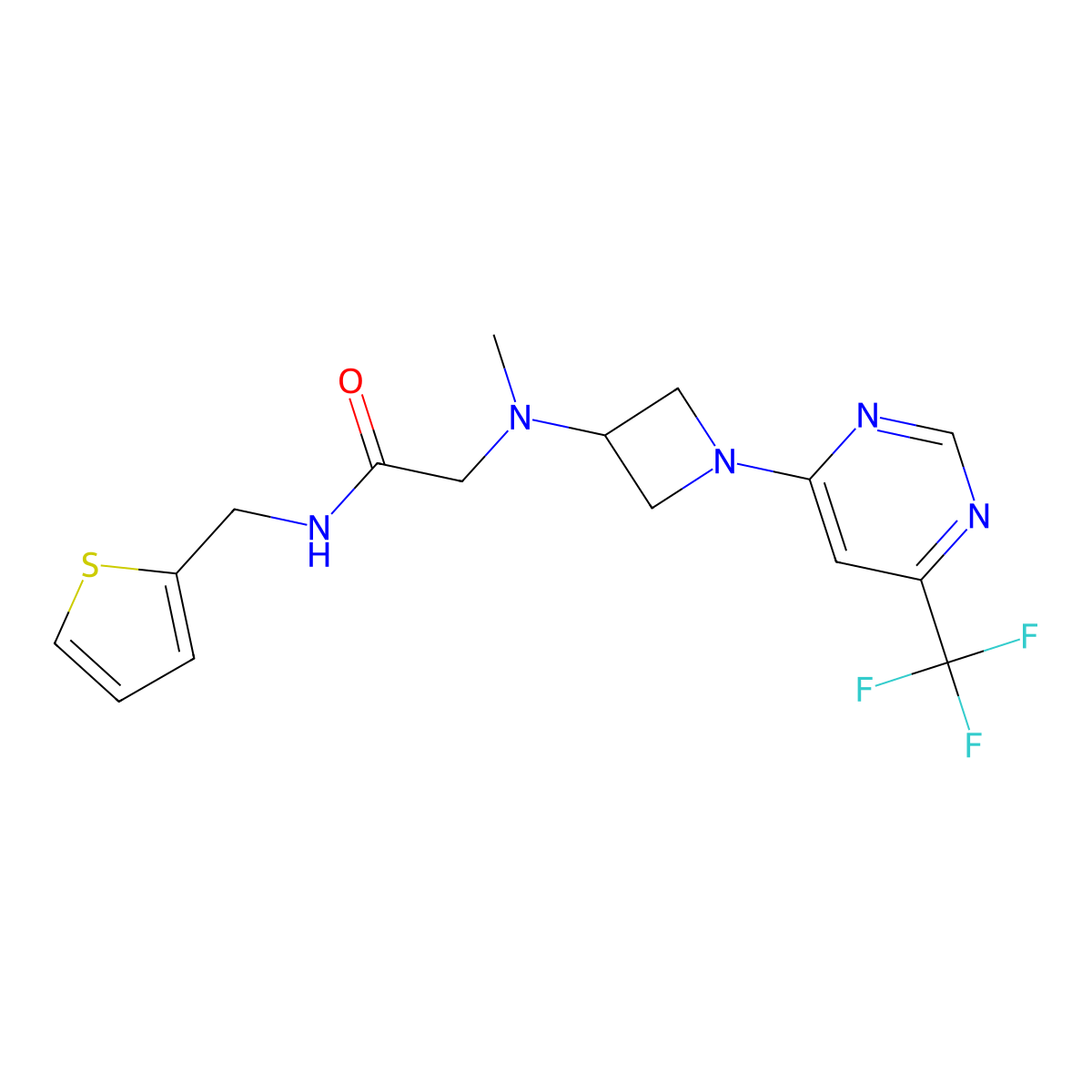 2-[methyl({1-[6-(trifluoromethyl)pyrimidin-4-yl]azetidin-3-yl})amino]-N-[(thiophen-2-yl)methyl]acetamide molecular structure, CAS 3054615-51-6
