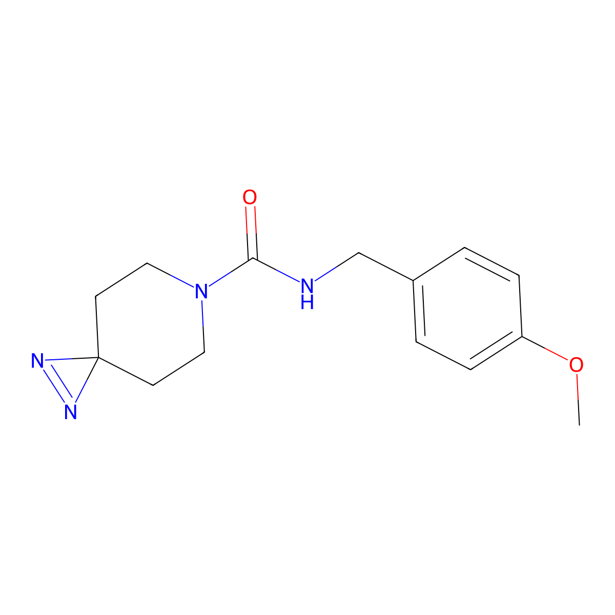 N-[(4-methoxyphenyl)methyl]-1,2,6-triazaspiro[2.5]oct-1-ene-6-carboxamide molecular structure, CAS 3054615-54-9