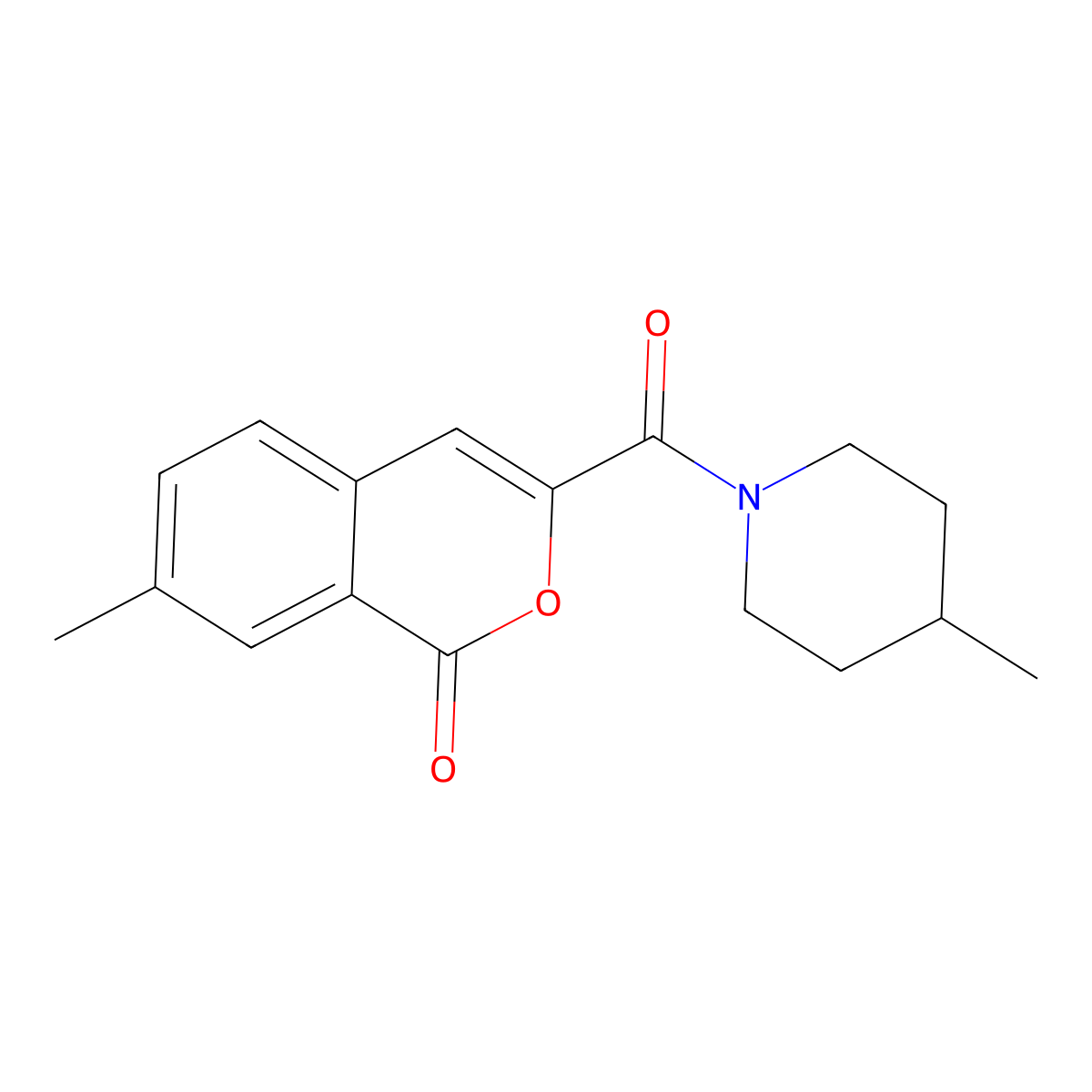 7-methyl-3-(4-methylpiperidine-1-carbonyl)-1H-isochromen-1-one molecular structure, CAS 3054615-58-3