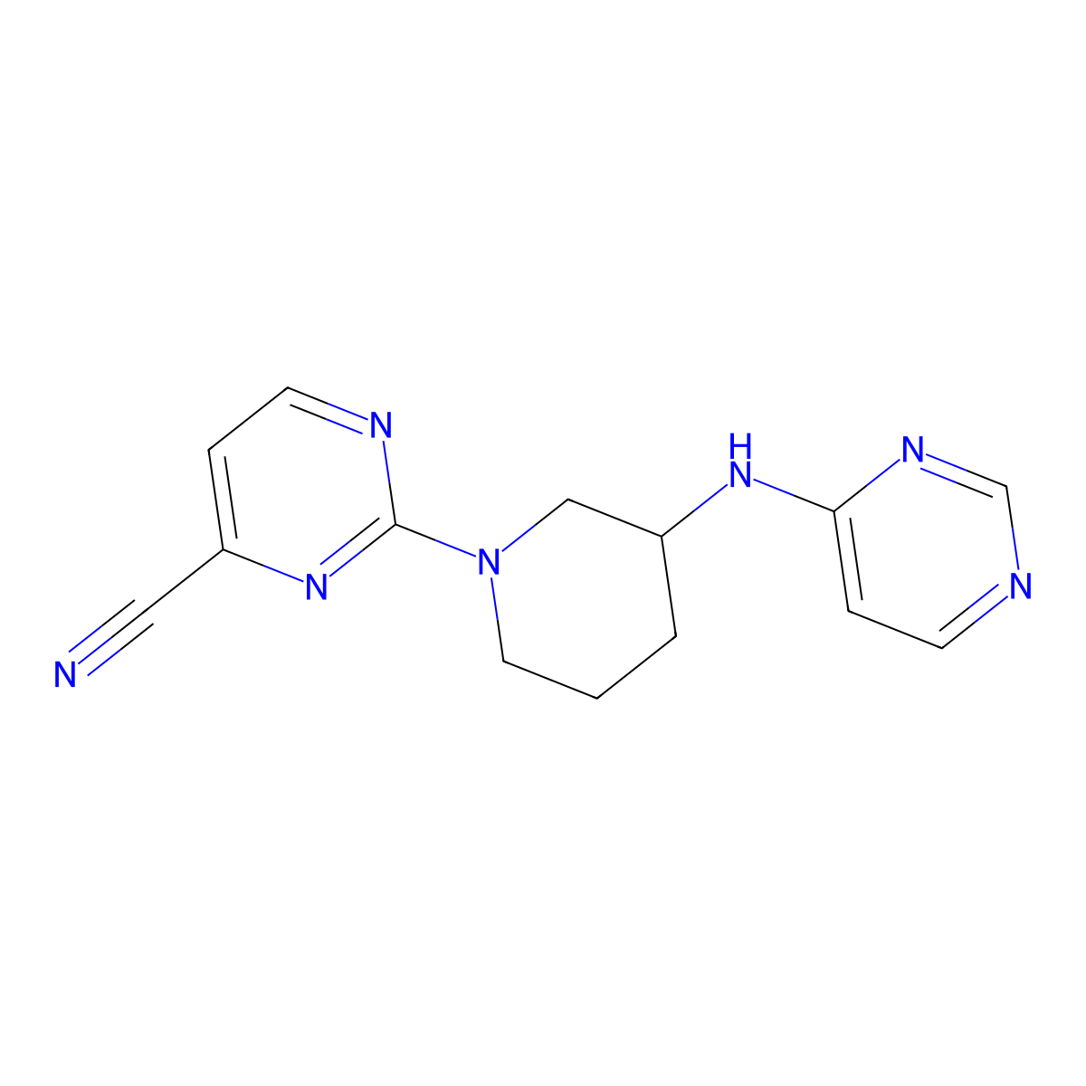 2-{3-[(Pyrimidin-4-yl)amino]piperidin-1-yl}pyrimidine-4-carbonitrile molecular structure, CAS 3054615-68-5
