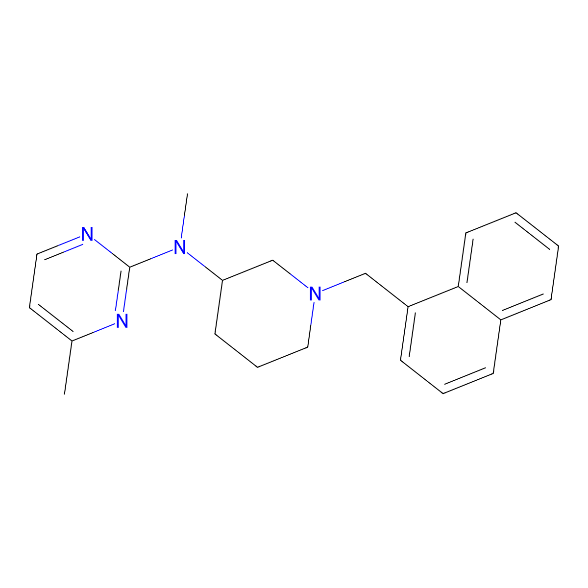 N,4-dimethyl-N-{1-[(naphthalen-1-yl)methyl]piperidin-3-yl}pyrimidin-2-amine molecular structure, CAS 3054615-69-6