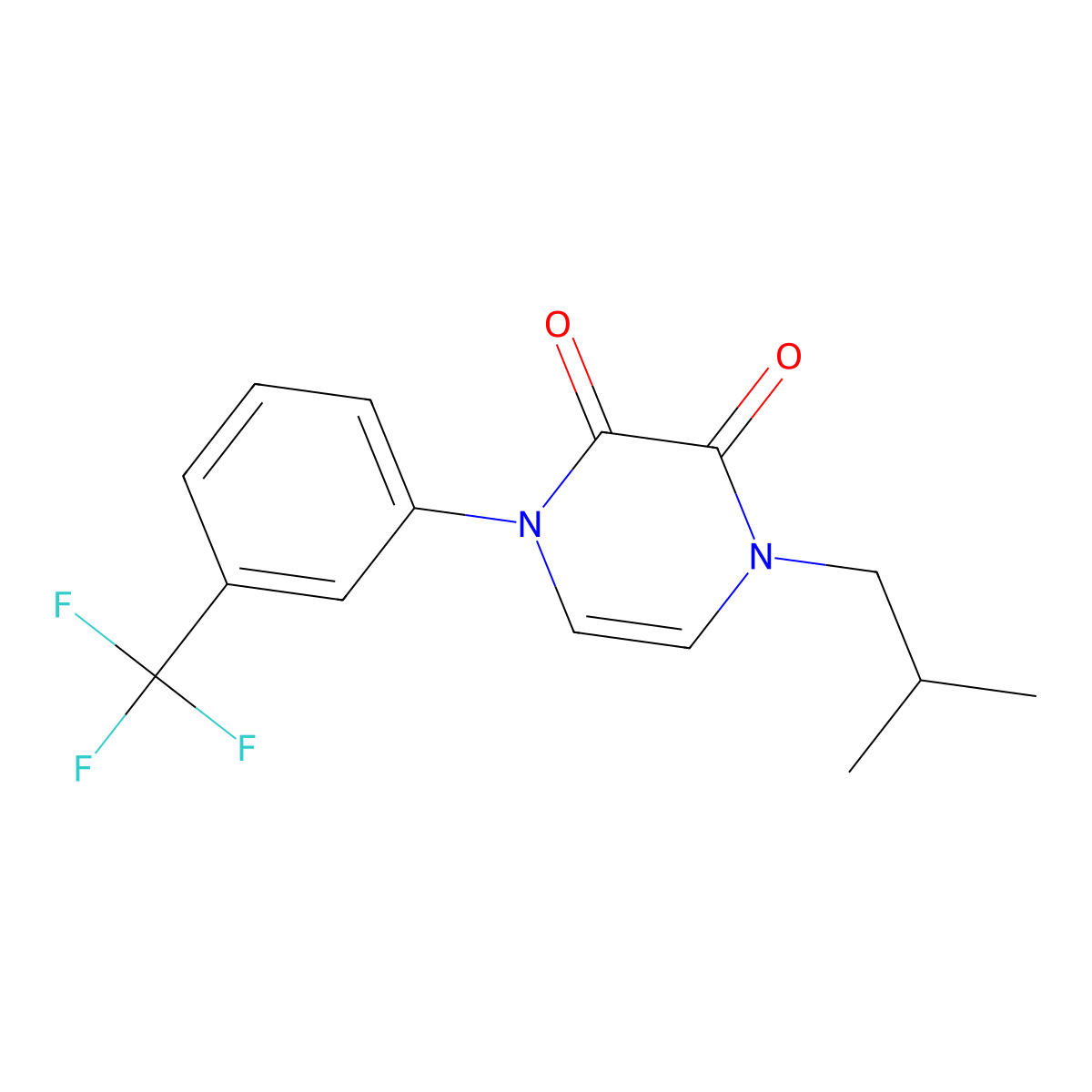 1-(2-Methylpropyl)-4-[3-(trifluoromethyl)phenyl]-1,2,3,4-tetrahydropyrazine-2,3-dione molecular structure, CAS 3054615-71-0