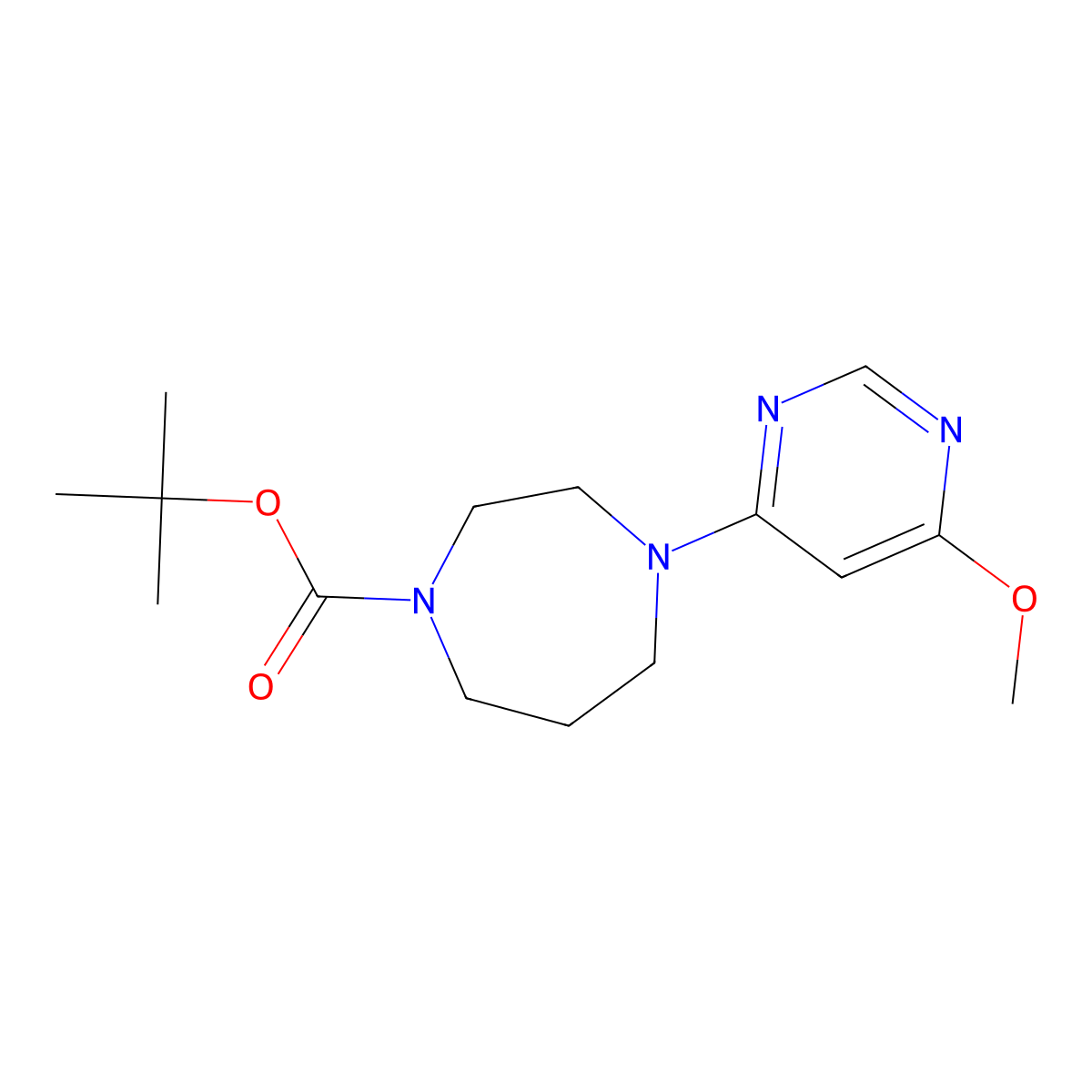 Tert-butyl 4-(6-methoxypyrimidin-4-yl)-1,4-diazepane-1-carboxylate molecular structure, CAS 3054615-76-5