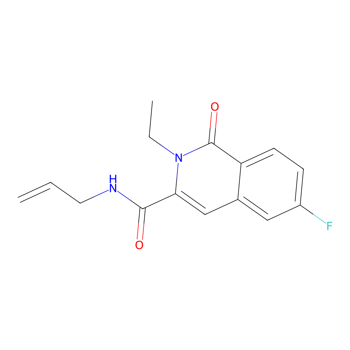2-ethyl-6-fluoro-1-oxo-N-(prop-2-en-1-yl)-1,2-dihydroisoquinoline-3-carboxamide molecular structure, CAS 3054615-77-6