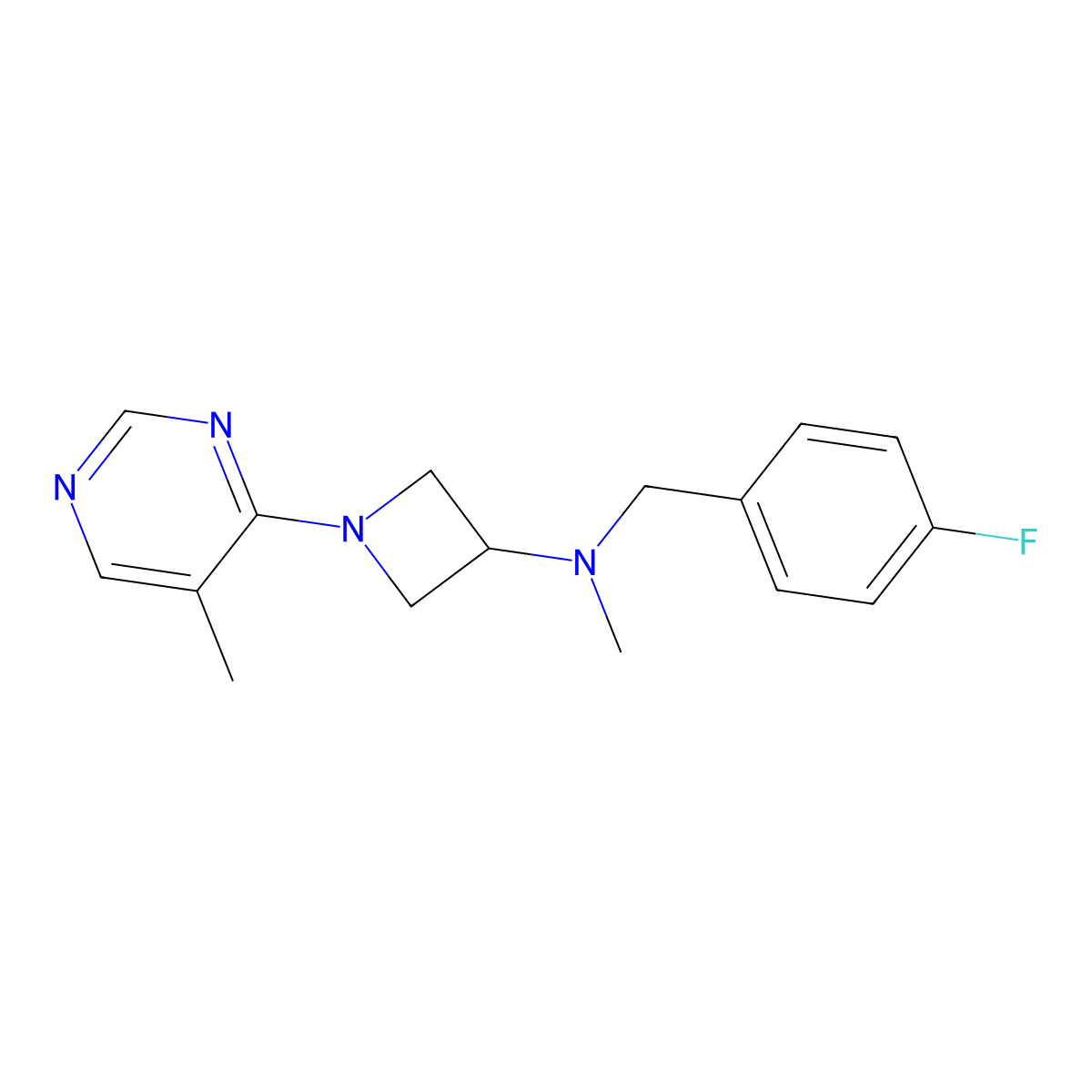 N-[(4-fluorophenyl)methyl]-N-methyl-1-(5-methylpyrimidin-4-yl)azetidin-3-amine molecular structure, CAS 3054615-82-3
