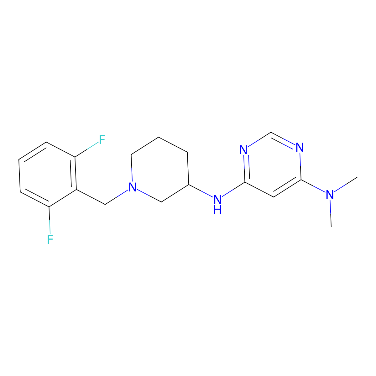 N6-{1-[(2,6-difluorophenyl)methyl]piperidin-3-yl}-N4,N4-dimethylpyrimidine-4,6-diamine molecular structure, CAS 3054615-83-4