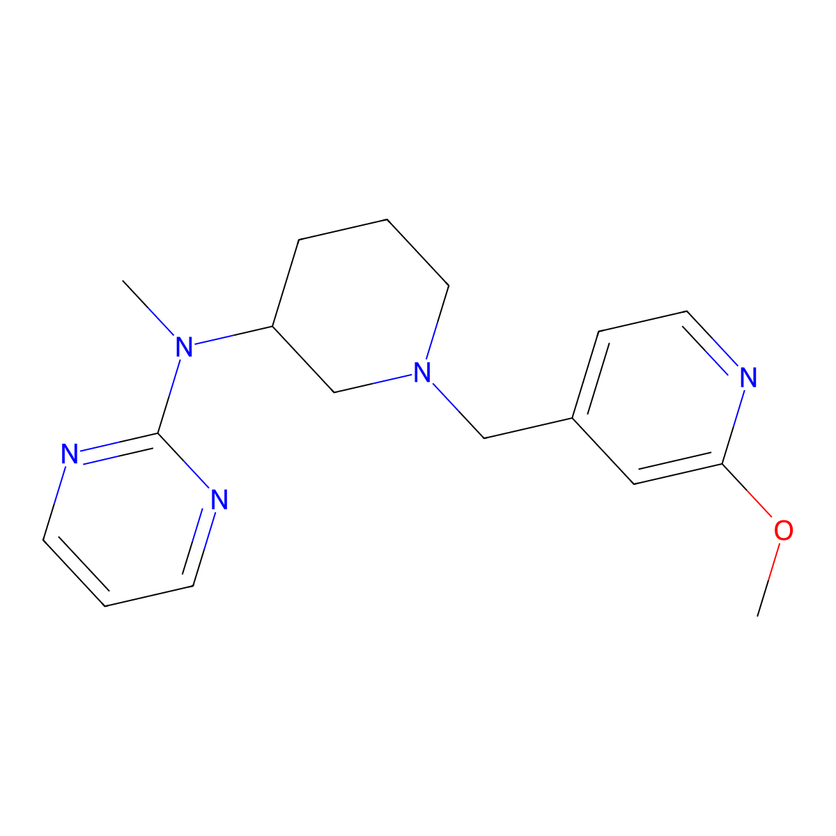 N-{1-[(2-methoxypyridin-4-yl)methyl]piperidin-3-yl}-N-methylpyrimidin-2-amine molecular structure, CAS 3054615-85-6