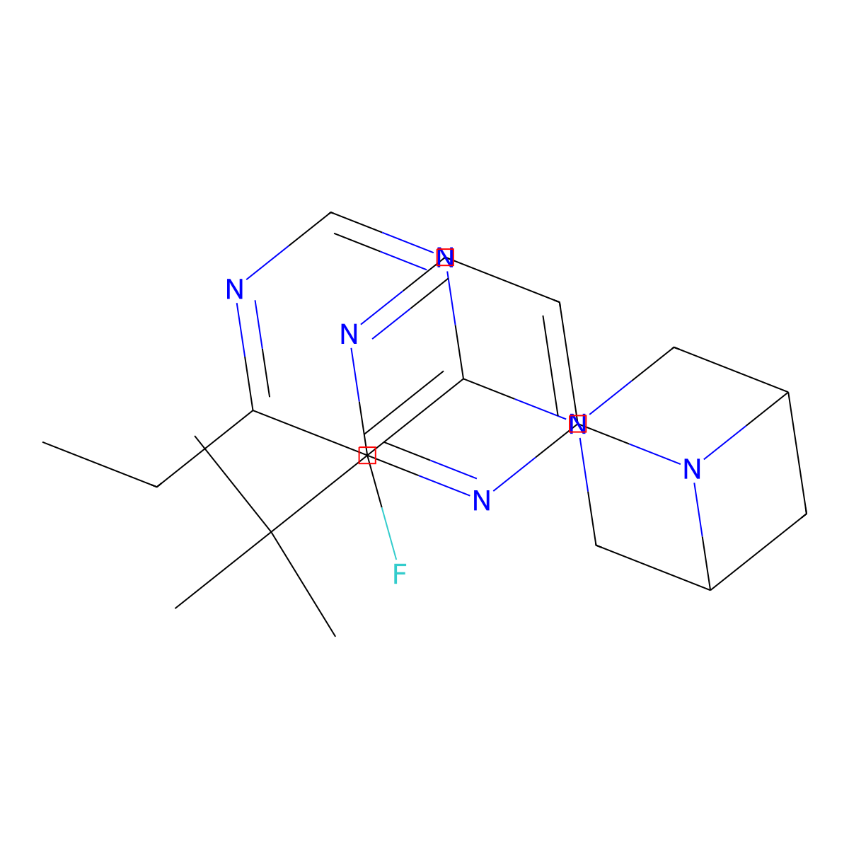 6-(2-Tert-butylpyrimidin-4-yl)-3-(6-ethyl-5-fluoropyrimidin-4-yl)-3,6-diazabicyclo[3.1.1]heptane molecular structure, CAS 3054615-87-8
