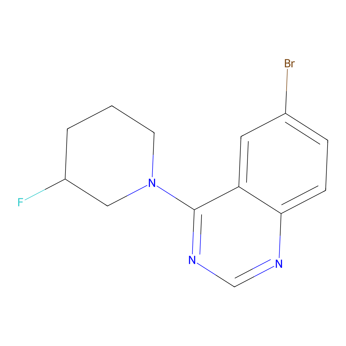 6-Bromo-4-(3-fluoropiperidin-1-yl)quinazoline molecular structure, CAS 3054615-92-5