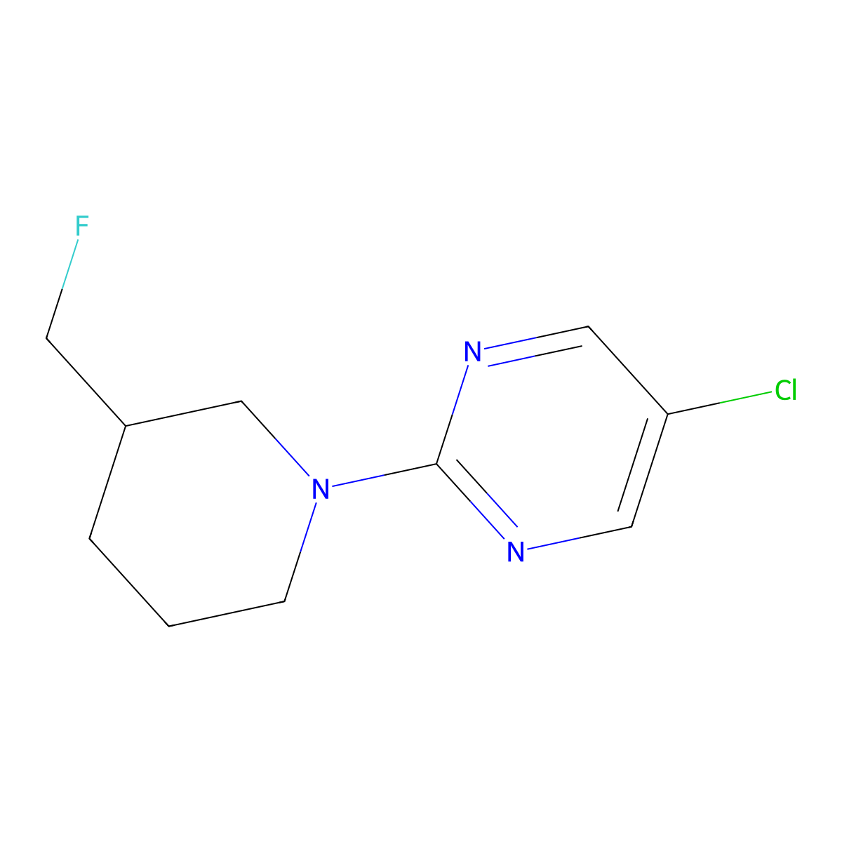 5-Chloro-2-[3-(fluoromethyl)piperidin-1-yl]pyrimidine molecular structure, CAS 3054615-96-9