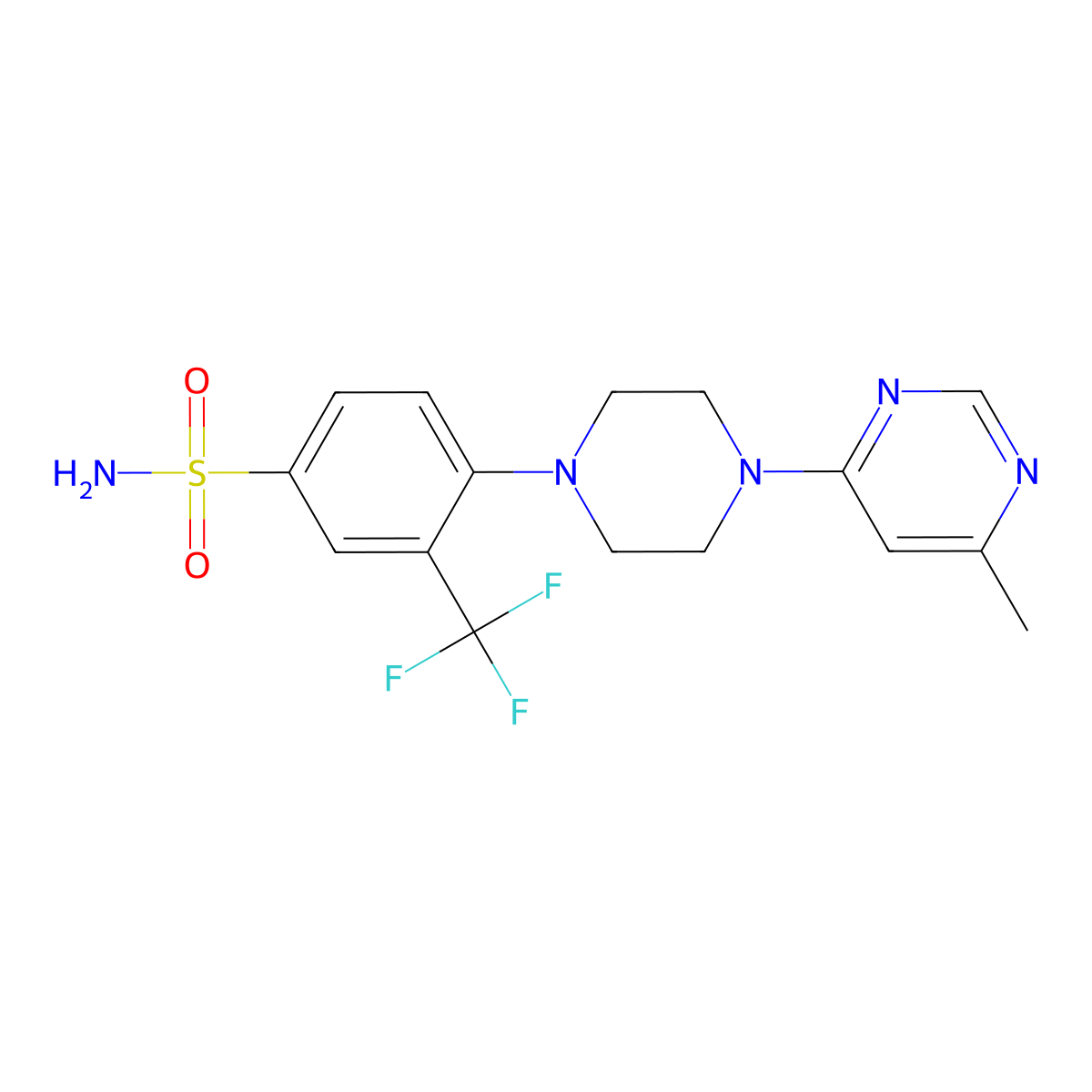 4-[4-(6-Methylpyrimidin-4-yl)piperazin-1-yl]-3-(trifluoromethyl)benzene-1-sulfonamide molecular structure, CAS 3054616-02-0