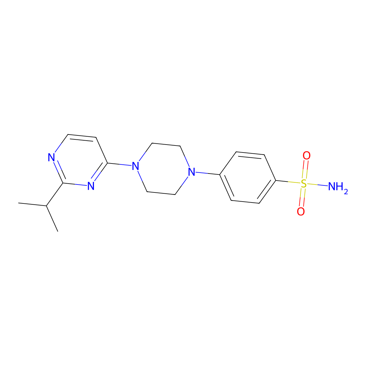 4-{4-[2-(Propan-2-yl)pyrimidin-4-yl]piperazin-1-yl}benzene-1-sulfonamide molecular structure, CAS 3054616-05-3