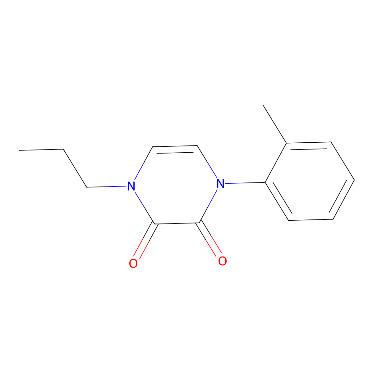 1-(2-Methylphenyl)-4-propyl-1,2,3,4-tetrahydropyrazine-2,3-dione molecular structure, CAS 3054616-08-6