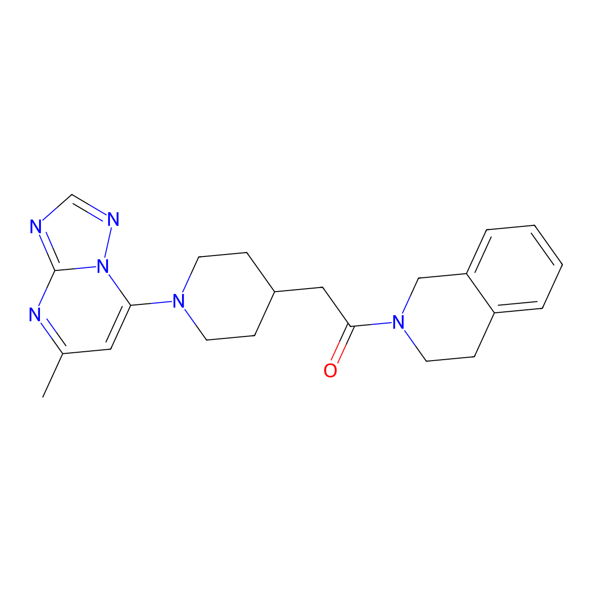 2-(1-{5-Methyl-[1,2,4]triazolo[1,5-a]pyrimidin-7-yl}piperidin-4-yl)-1-(1,2,3,4-tetrahydroisoquinolin-2-yl)ethan-1-one molecular structure, CAS 3054616-11-1