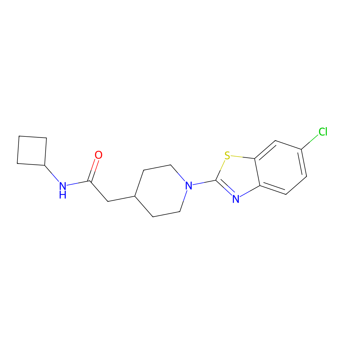 2-[1-(6-chloro-1,3-benzothiazol-2-yl)piperidin-4-yl]-N-cyclobutylacetamide molecular structure, CAS 3054616-12-2