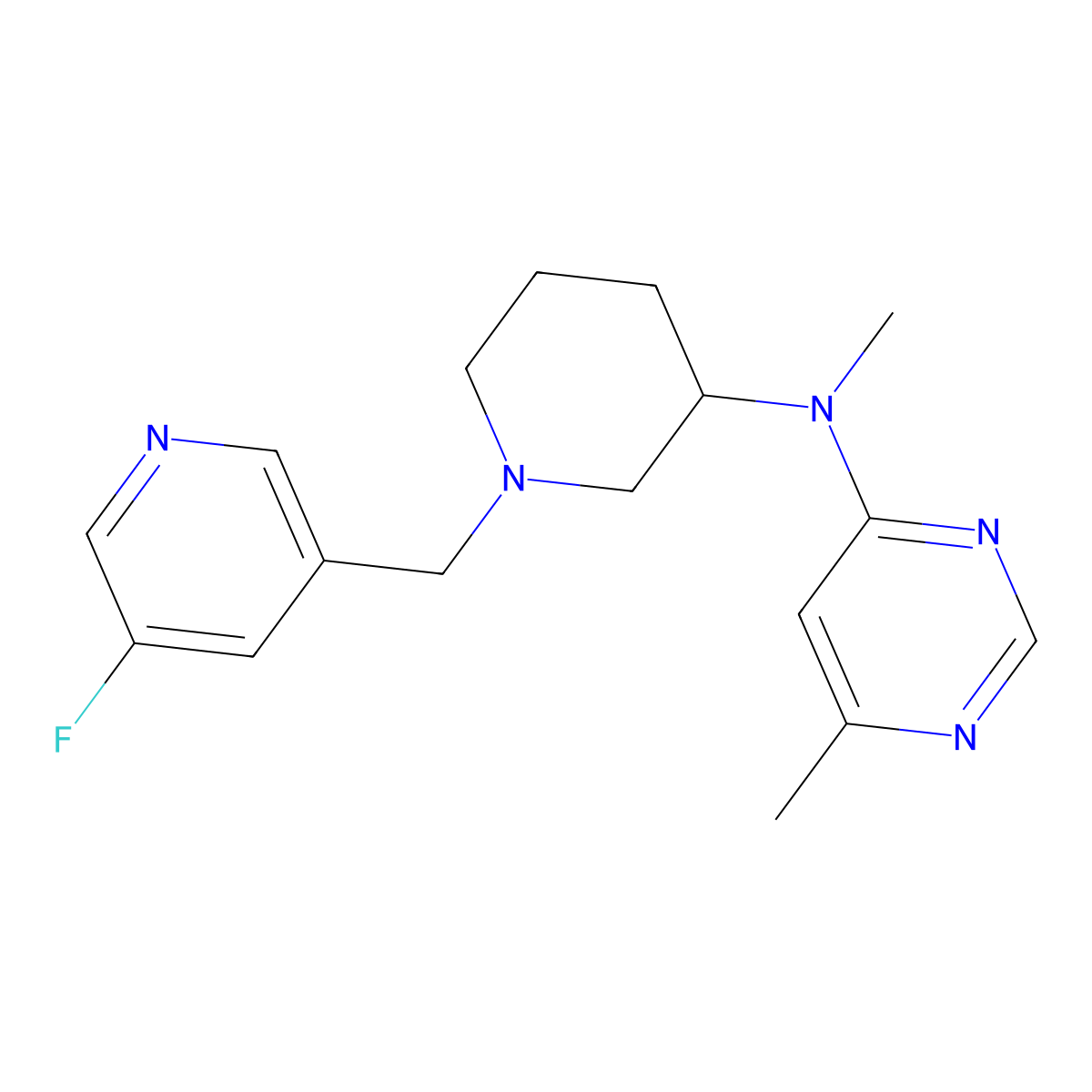 N-{1-[(5-fluoropyridin-3-yl)methyl]piperidin-3-yl}-N,6-dimethylpyrimidin-4-amine molecular structure, CAS 3054616-14-4