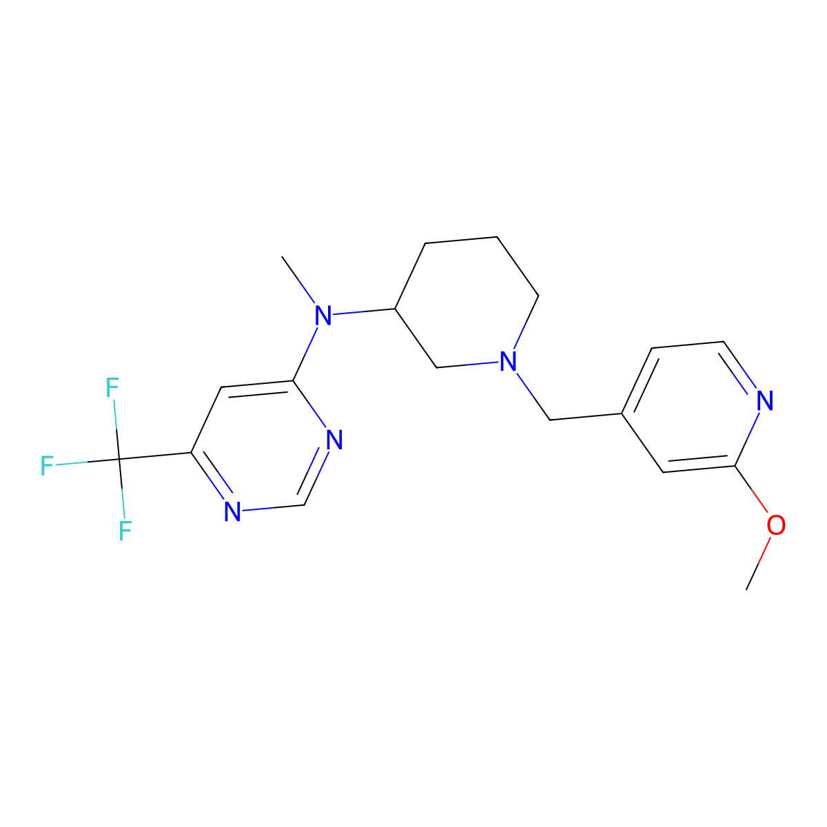N-{1-[(2-methoxypyridin-4-yl)methyl]piperidin-3-yl}-N-methyl-6-(trifluoromethyl)pyrimidin-4-amine molecular structure, CAS 3054616-15-5