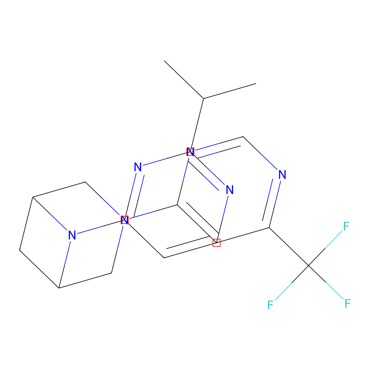 6-[2-(Propan-2-yl)pyrimidin-4-yl]-3-[6-(trifluoromethyl)pyrimidin-4-yl]-3,6-diazabicyclo[3.1.1]heptane molecular structure, CAS 3054616-18-8