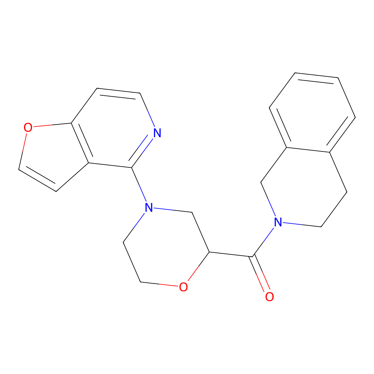 2-(4-{Furo[3,2-c]pyridin-4-yl}morpholine-2-carbonyl)-1,2,3,4-tetrahydroisoquinoline molecular structure, CAS 3054616-34-8