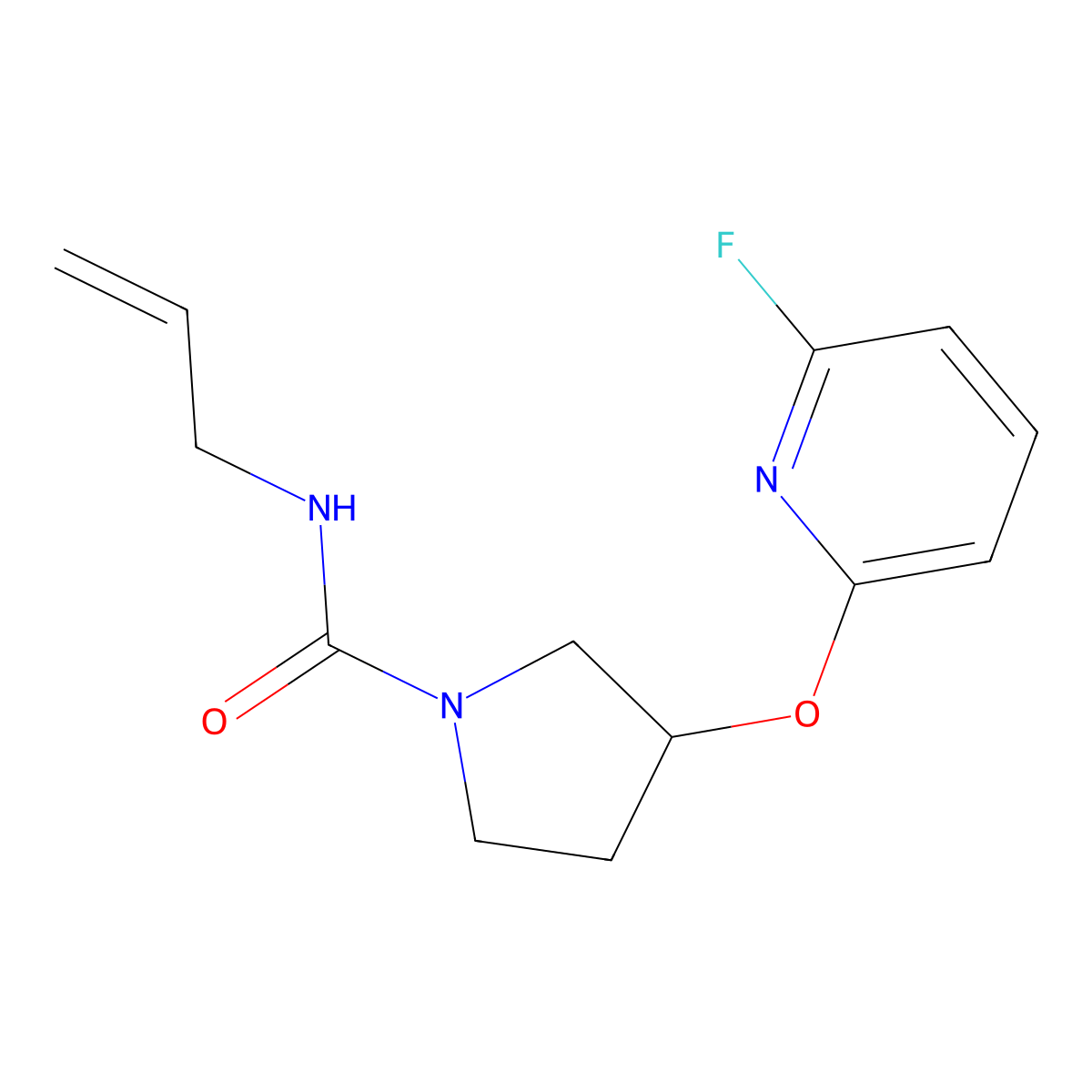 3-[(6-fluoropyridin-2-yl)oxy]-N-(prop-2-en-1-yl)pyrrolidine-1-carboxamide molecular structure, CAS 3054616-40-6