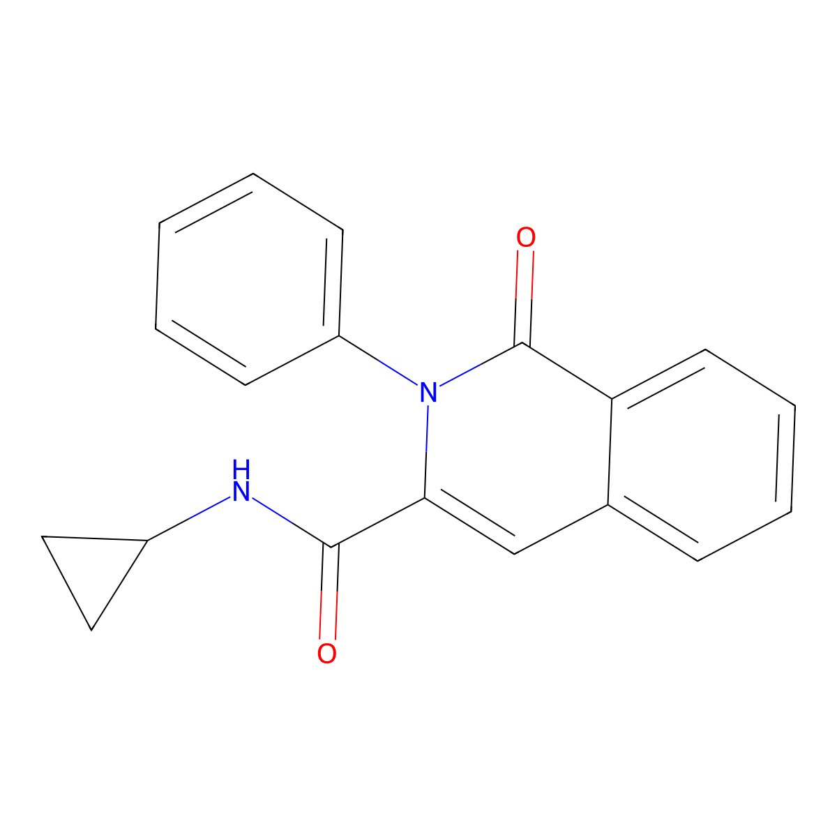 N-cyclopropyl-1-oxo-2-phenyl-1,2-dihydroisoquinoline-3-carboxamide molecular structure, CAS 3054616-41-7