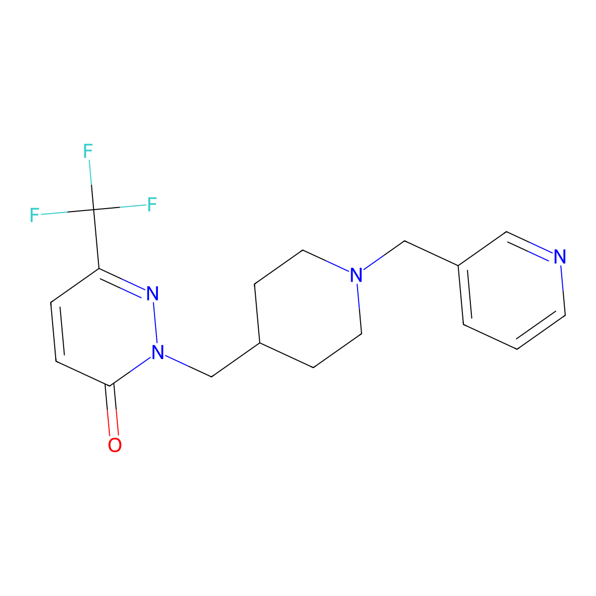 2-({1-[(Pyridin-3-yl)methyl]piperidin-4-yl}methyl)-6-(trifluoromethyl)-2,3-dihydropyridazin-3-one molecular structure, CAS 3054616-43-9
