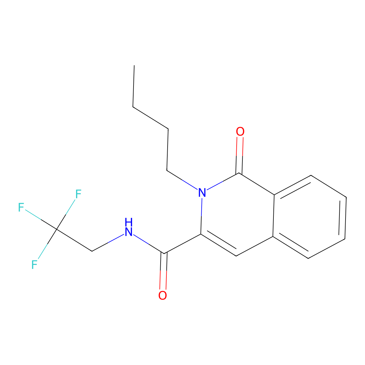2-butyl-1-oxo-N-(2,2,2-trifluoroethyl)-1,2-dihydroisoquinoline-3-carboxamide molecular structure, CAS 3054616-45-1