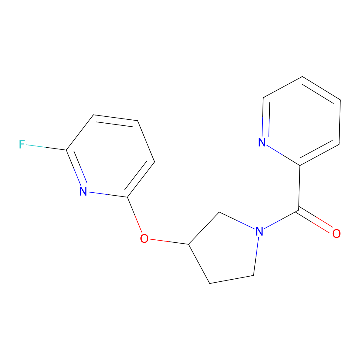 [3-(6-Fluoropyridin-2-yl)oxypyrrolidin-1-yl]-pyridin-2-ylmethanone molecular structure, CAS 3054616-46-2