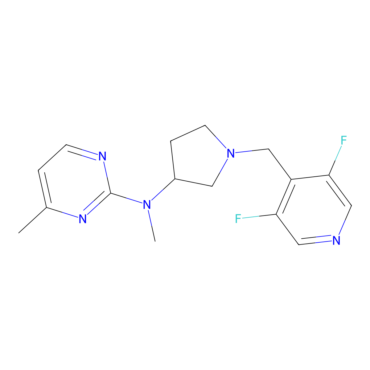 N-{1-[(3,5-difluoropyridin-4-yl)methyl]pyrrolidin-3-yl}-N,4-dimethylpyrimidin-2-amine molecular structure, CAS 3054616-48-4