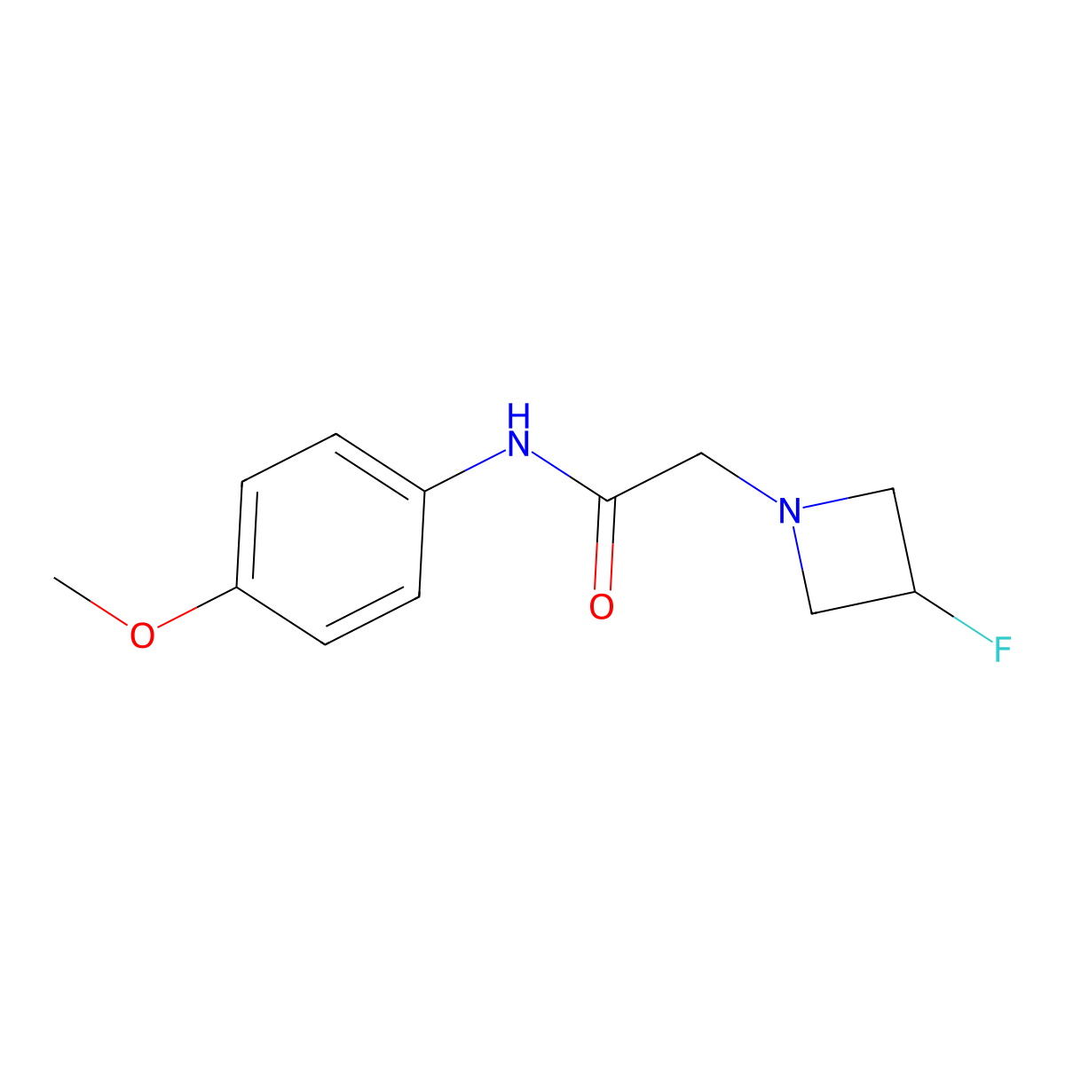 2-(3-fluoroazetidin-1-yl)-N-(4-methoxyphenyl)acetamide molecular structure, CAS 3054616-49-5