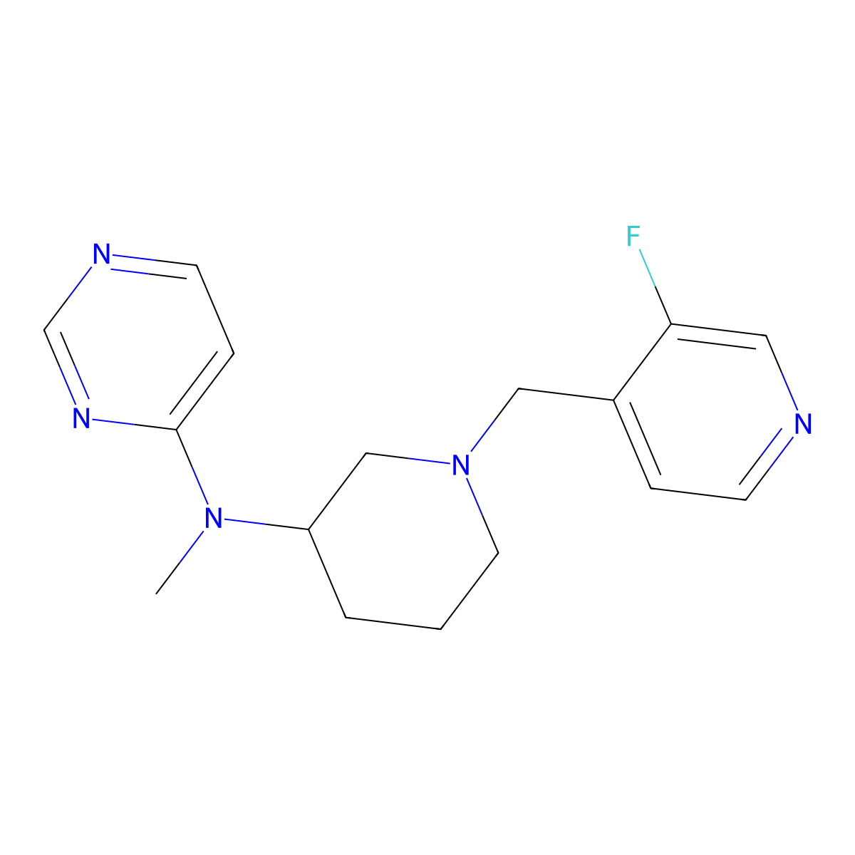 N-{1-[(3-fluoropyridin-4-yl)methyl]piperidin-3-yl}-N-methylpyrimidin-4-amine molecular structure, CAS 3054616-53-1