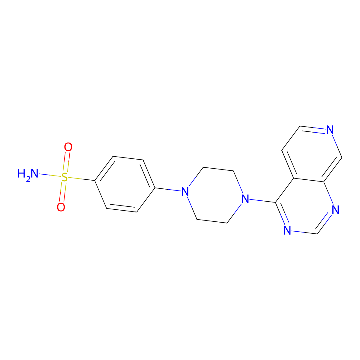 4-(4-{Pyrido[3,4-d]pyrimidin-4-yl}piperazin-1-yl)benzene-1-sulfonamide molecular structure, CAS 3054616-56-4