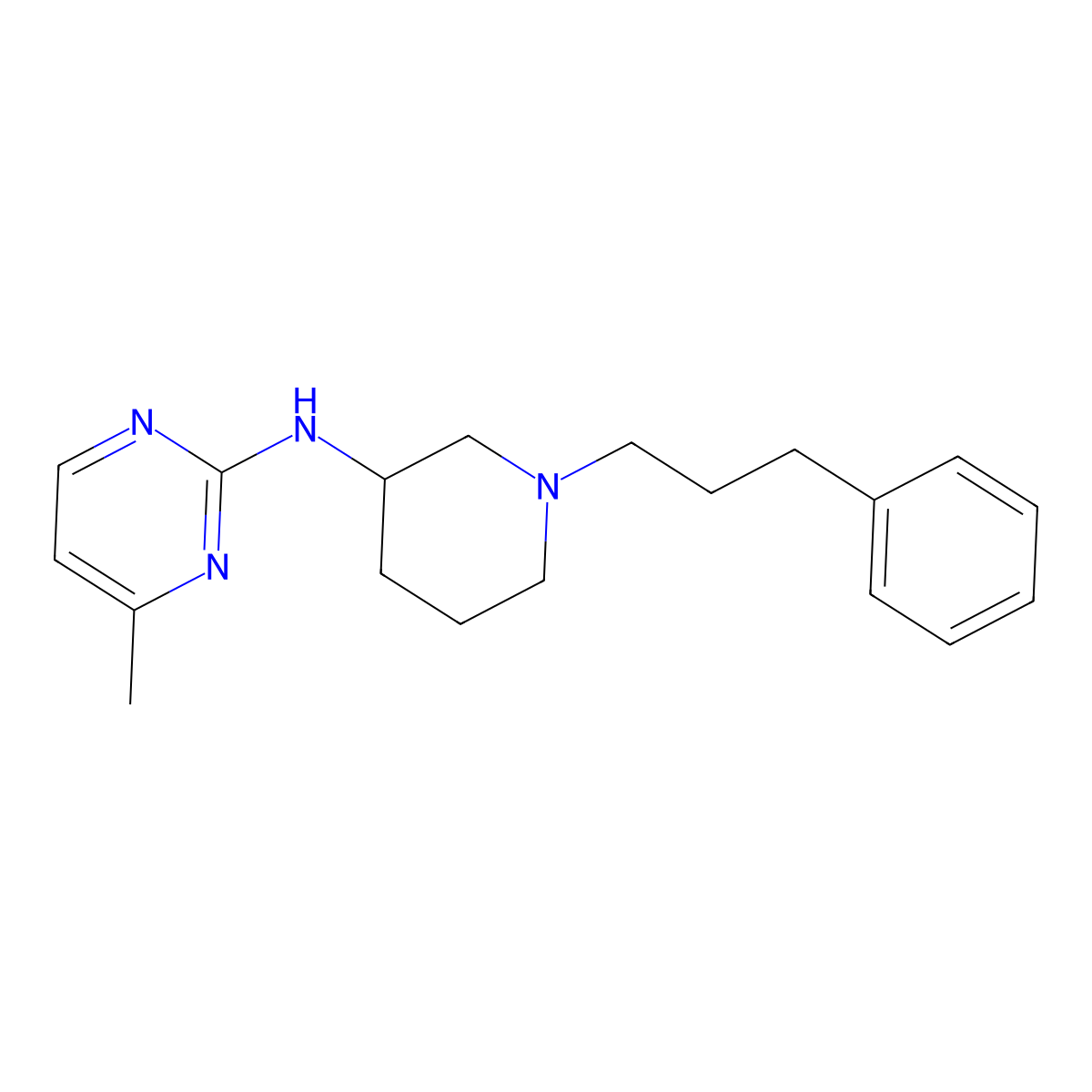 4-methyl-N-[1-(3-phenylpropyl)piperidin-3-yl]pyrimidin-2-amine molecular structure, CAS 3054616-58-6