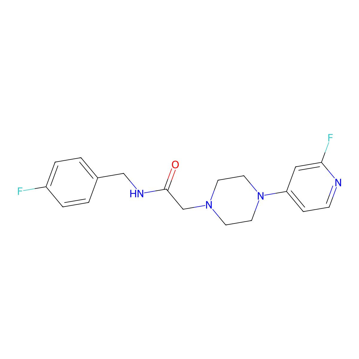 N-[(4-fluorophenyl)methyl]-2-[4-(2-fluoropyridin-4-yl)piperazin-1-yl]acetamide molecular structure, CAS 3054616-62-2