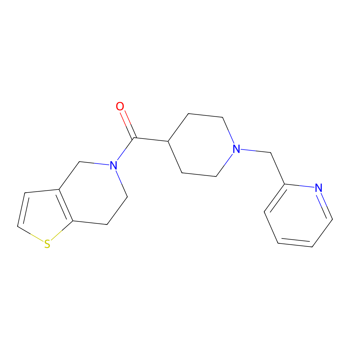2-[(4-{4H,5H,6H,7H-thieno[3,2-c]pyridine-5-carbonyl}piperidin-1-yl)methyl]pyridine molecular structure, CAS 3054616-63-3
