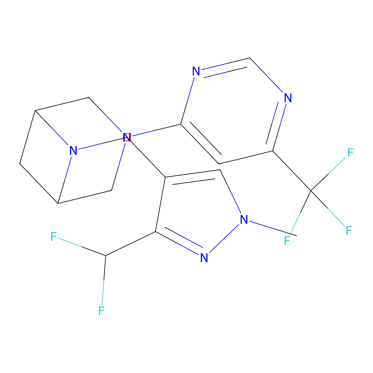 6-{[3-(difluoromethyl)-1-methyl-1H-pyrazol-4-yl]methyl}-3-[6-(trifluoromethyl)pyrimidin-4-yl]-3,6-diazabicyclo[3.1.1]heptane molecular structure, CAS 3054616-69-9