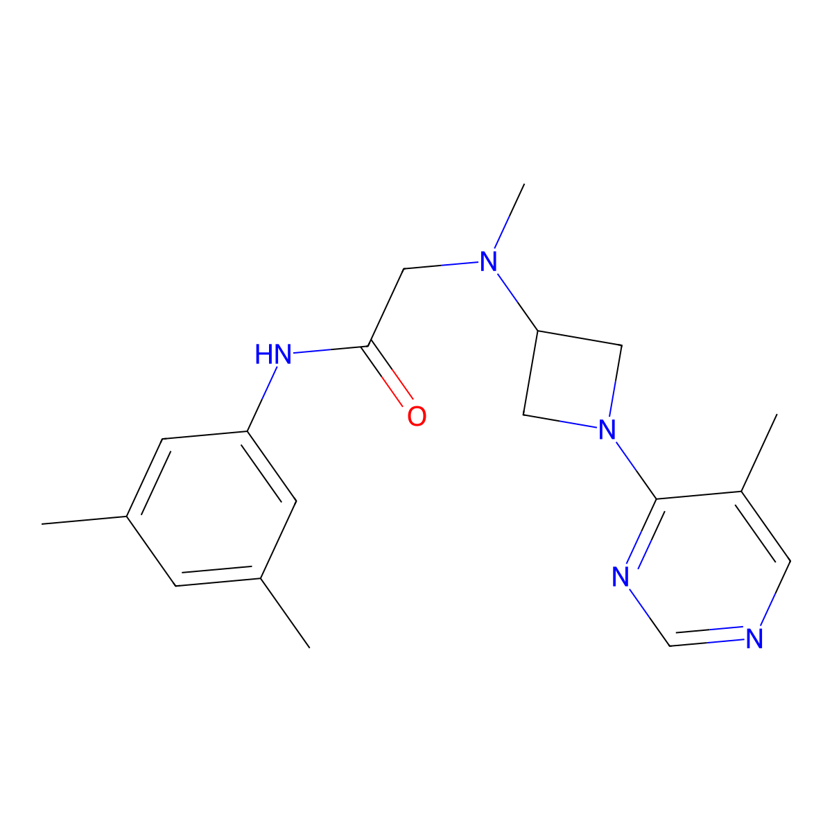 N-(3,5-dimethylphenyl)-2-{methyl[1-(5-methylpyrimidin-4-yl)azetidin-3-yl]amino}acetamide molecular structure, CAS 3054616-79-1