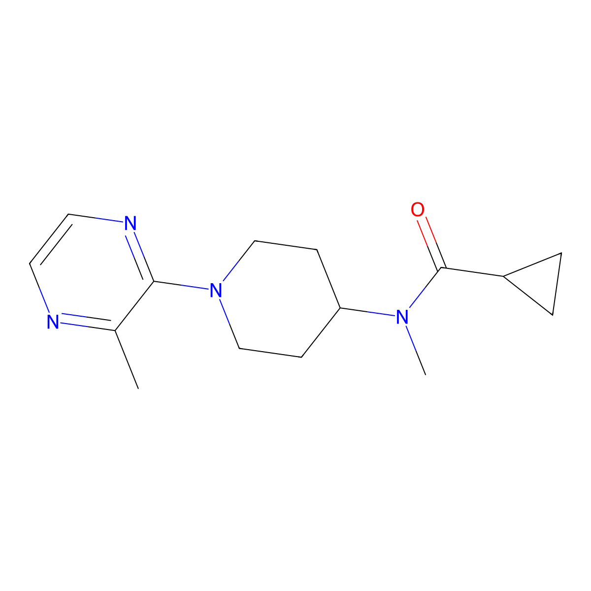 N-methyl-N-[1-(3-methylpyrazin-2-yl)piperidin-4-yl]cyclopropanecarboxamide molecular structure, CAS 3054616-82-6