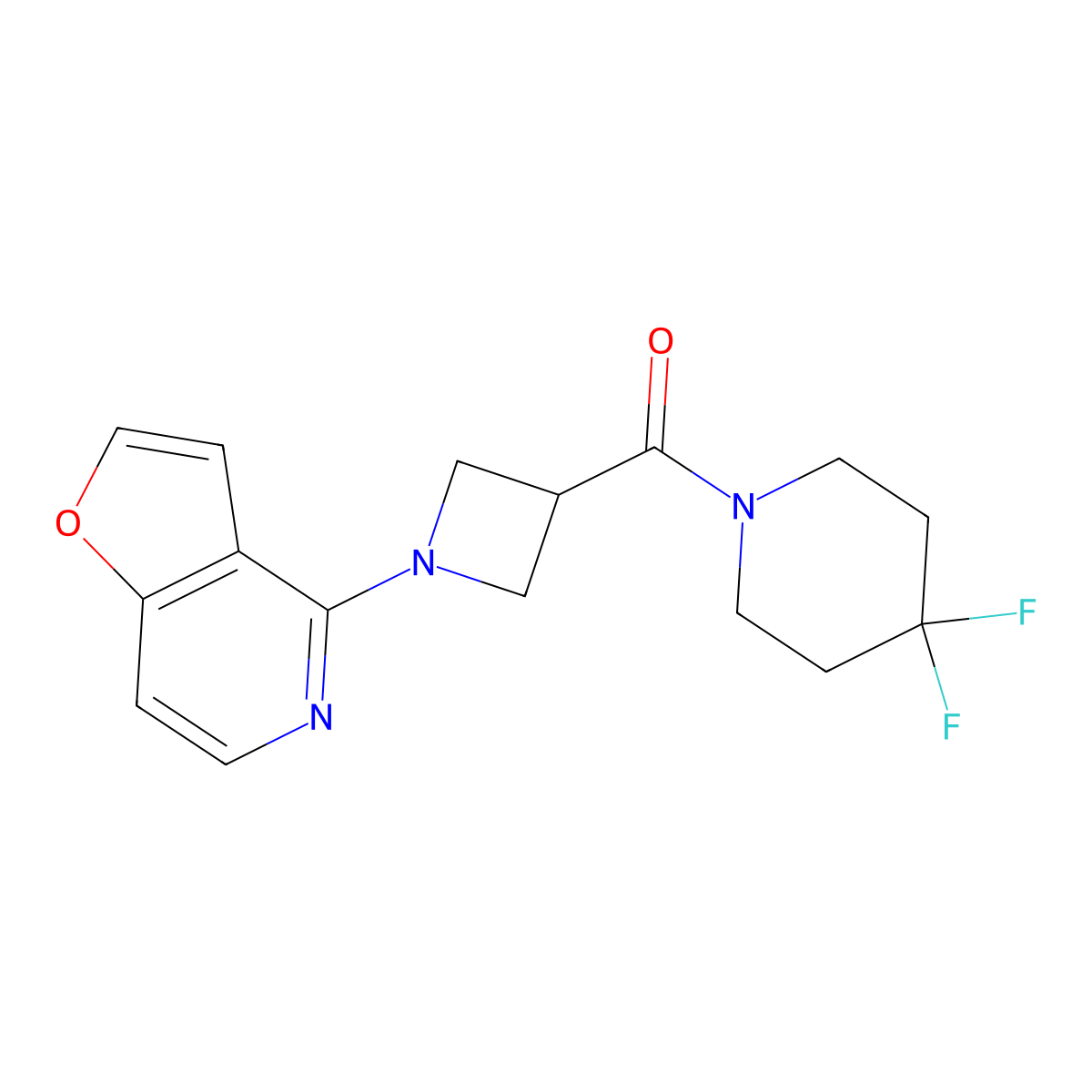 4,4-Difluoro-1-(1-{furo[3,2-c]pyridin-4-yl}azetidine-3-carbonyl)piperidine molecular structure, CAS 3054616-87-1