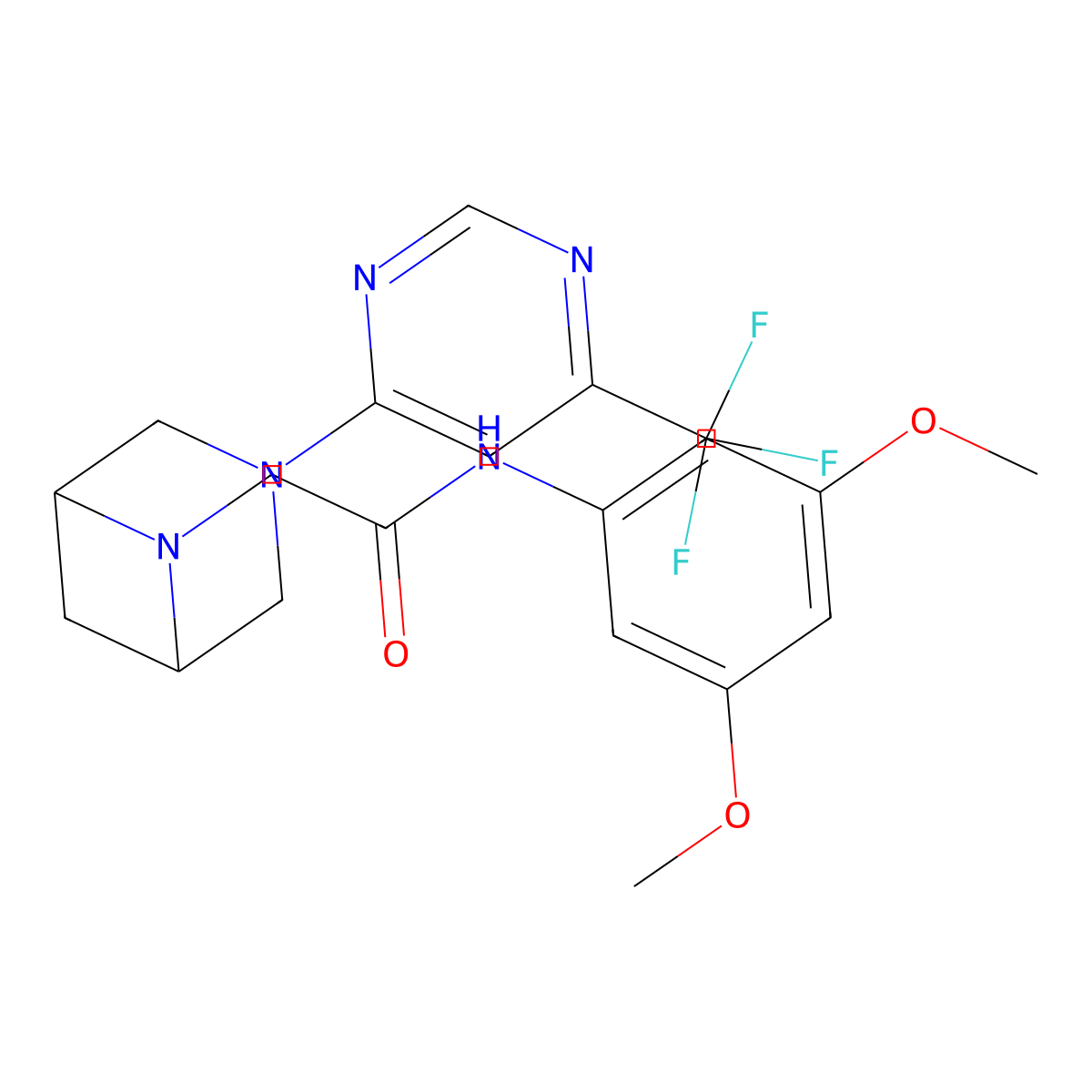 N-(3,5-dimethoxyphenyl)-2-{3-[6-(trifluoromethyl)pyrimidin-4-yl]-3,6-diazabicyclo[3.1.1]heptan-6-yl}acetamide molecular structure, CAS 3054616-89-3
