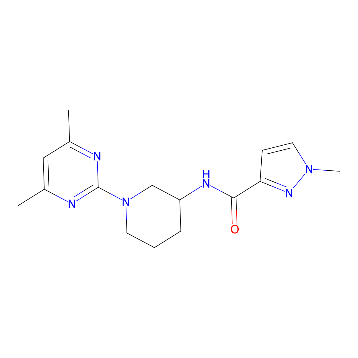 N-[1-(4,6-dimethylpyrimidin-2-yl)piperidin-3-yl]-1-methyl-1H-pyrazole-3-carboxamide molecular structure, CAS 3054616-91-7
