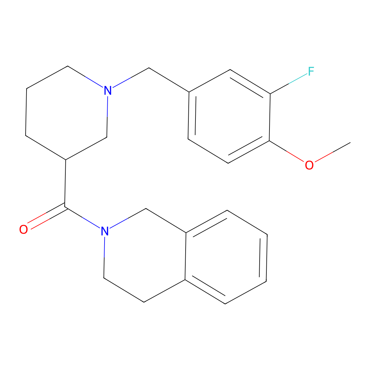 3,4-dihydro-1H-isoquinolin-2-yl-[1-[(3-fluoro-4-methoxyphenyl)methyl]piperidin-3-yl]methanone molecular structure, CAS 3054616-94-0