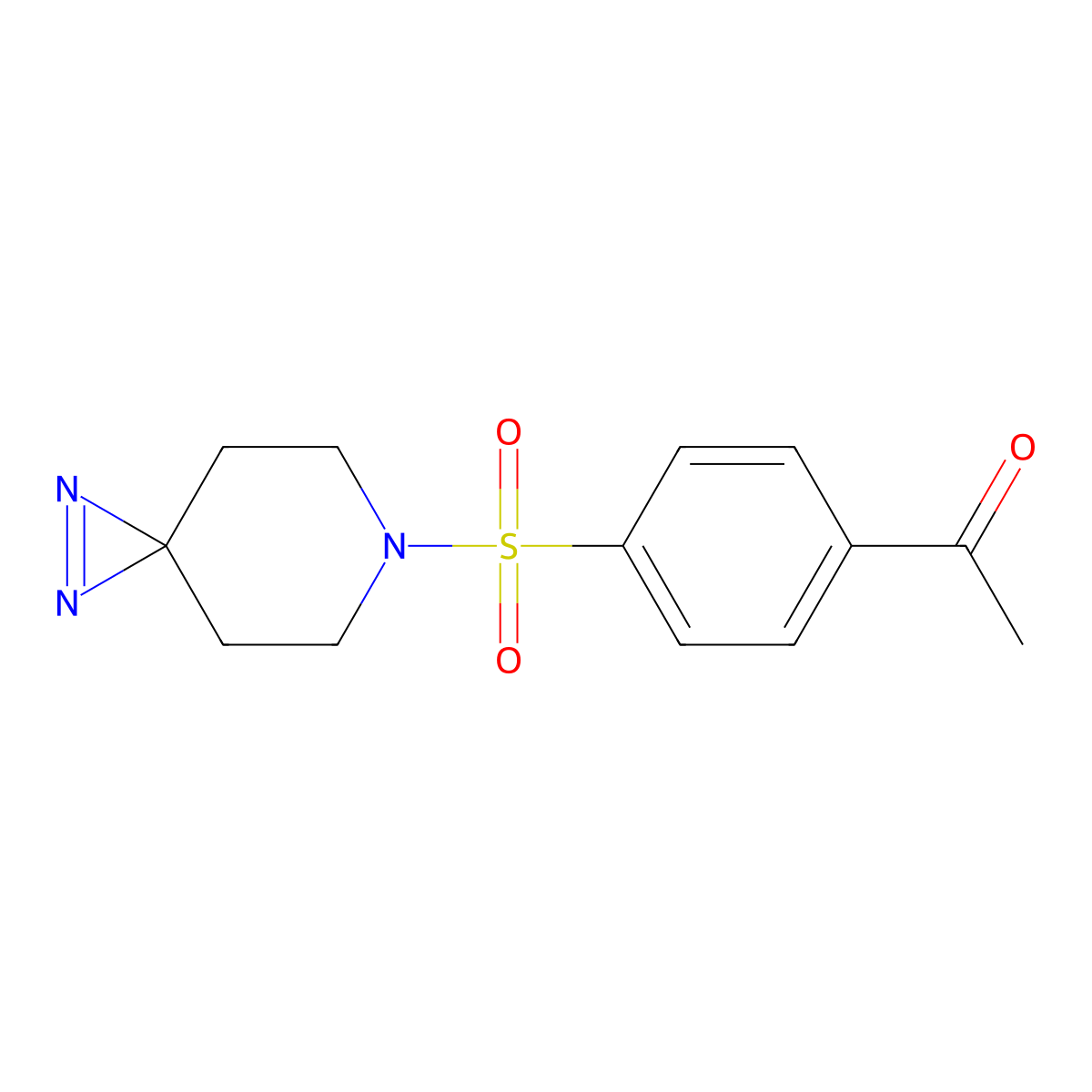 1-(4-{1,2,6-Triazaspiro[2.5]oct-1-ene-6-sulfonyl}phenyl)ethan-1-one molecular structure, CAS 3054616-95-1