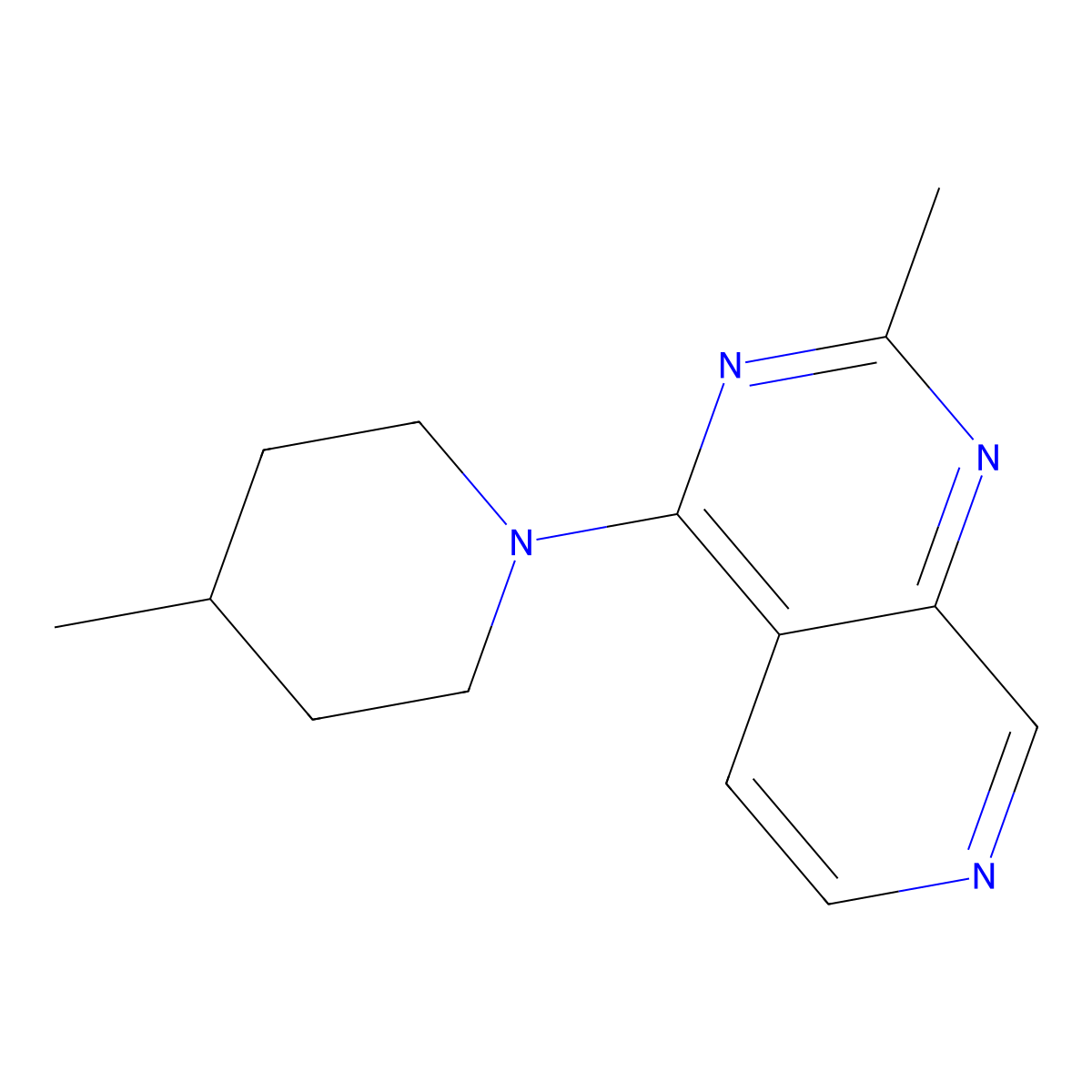 4-Methyl-1-{2-methylpyrido[3,4-d]pyrimidin-4-yl}piperidine molecular structure, CAS 3054616-98-4