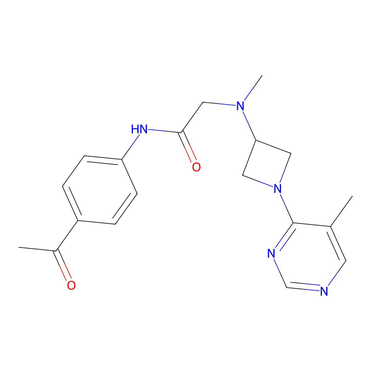 N-(4-acetylphenyl)-2-{methyl[1-(5-methylpyrimidin-4-yl)azetidin-3-yl]amino}acetamide molecular structure, CAS 3054616-99-5