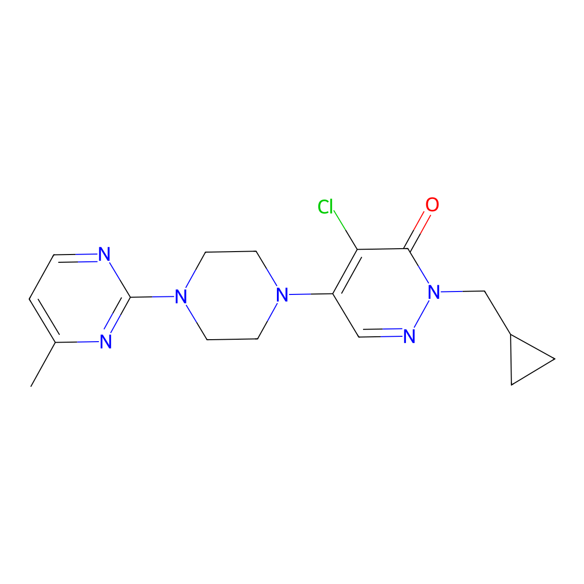 4-Chloro-2-(cyclopropylmethyl)-5-[4-(4-methylpyrimidin-2-yl)piperazin-1-yl]-2,3-dihydropyridazin-3-one molecular structure, CAS 3054617-00-1