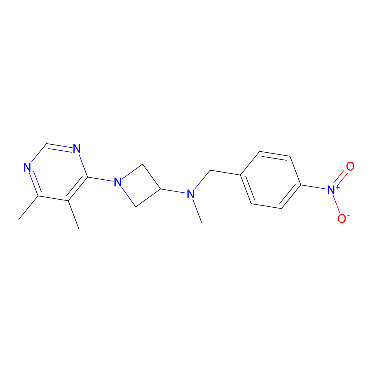 1-(5,6-dimethylpyrimidin-4-yl)-N-methyl-N-[(4-nitrophenyl)methyl]azetidin-3-amine molecular structure, CAS 3054617-03-4