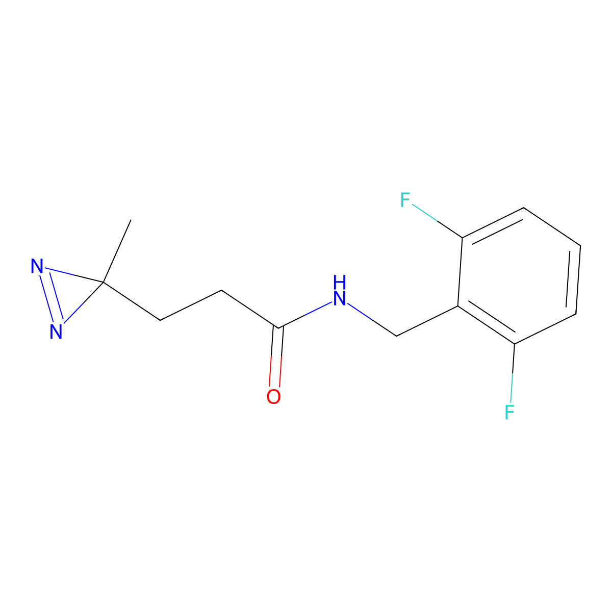 N-[(2,6-difluorophenyl)methyl]-3-(3-methyl-3H-diazirin-3-yl)propanamide molecular structure, CAS 3054617-05-6