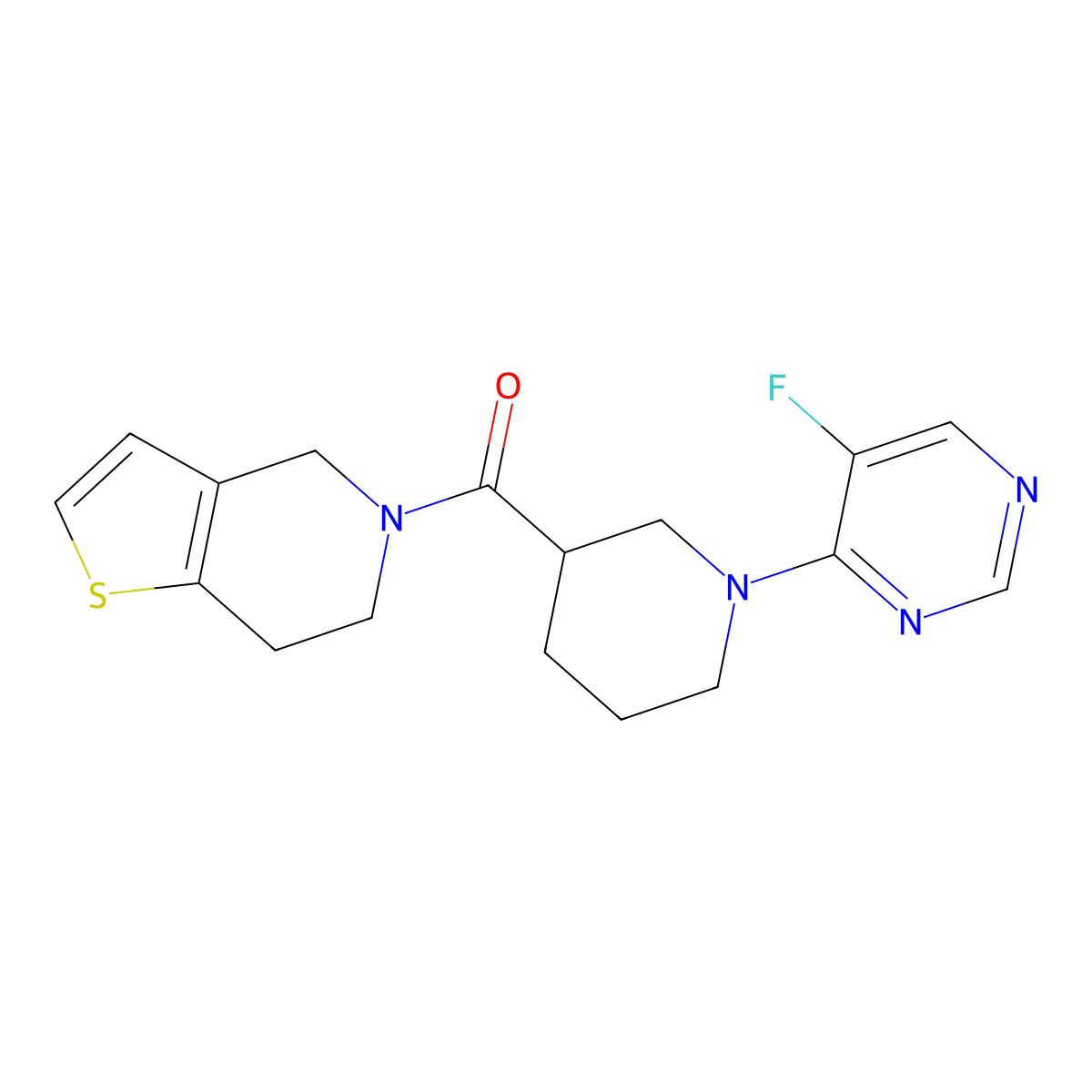 5-fluoro-4-(3-{4H,5H,6H,7H-thieno[3,2-c]pyridine-5-carbonyl}piperidin-1-yl)pyrimidine molecular structure, CAS 3054617-06-7