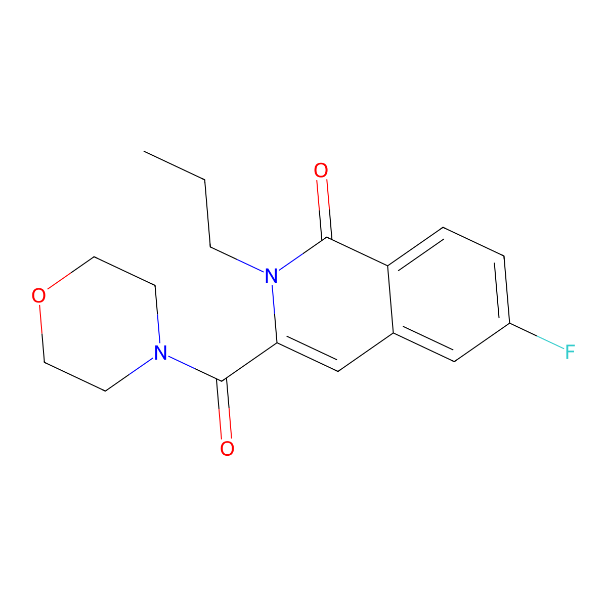 6-Fluoro-3-(morpholine-4-carbonyl)-2-propyl-1,2-dihydroisoquinolin-1-one molecular structure, CAS 3054617-07-8